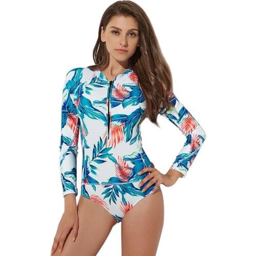 Women' Rash Guard Sexy One-piece Swimsuit Swimwear Long Sleeve Rashguard Biking Surf Long-Sleeved Slim Surfing Diving Suit