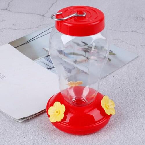 1pcs Plastics Bird Water Feeder Bottle Hanging Hummingbird Feeder Garden Outdoor Plastic Flower Iron Hook Bird Feeder