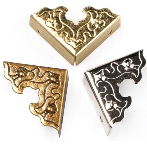 10Pcs/set 25mm Antique Furniture Metal Crafts Jewelry Box Corner Foot Wooden Case Corner Protector Decorative Corner