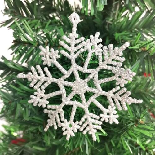 10Pcs/pack) 10*10cm Christmas Tree Pendant Gold Shine Snowflake Decor Christmas Decorations For Handmade DIY Home Decoration