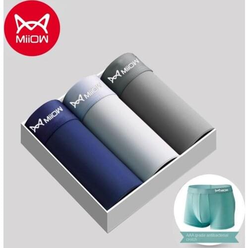 MiiOW Mens Underwear Mens Ice Silk Matte Modal Boxer Shorts Summer Air Permeable Thin Mens Boxer Shorts