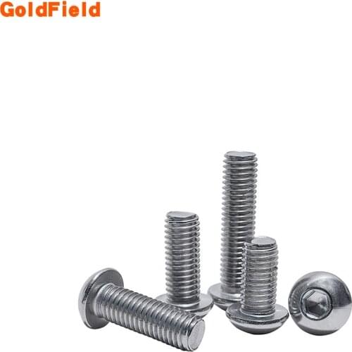 30/10pcs ISO7830 304 Stainless Steel Hexagon Hex Socket Button Head Screw Bolts Round Head Screw Standard ISO7380 M6 M8 M10