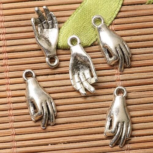 30pcs dark silver color hand OK gesture design charms EF2742