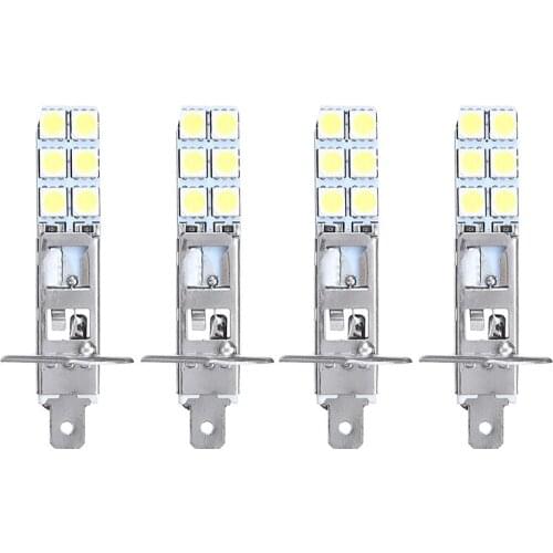 4pcs H1 6000K LED 12V Car Fog Lights Headlight White COB LED Headlight Hi/Lo Beam Bulbs Driving Lamps