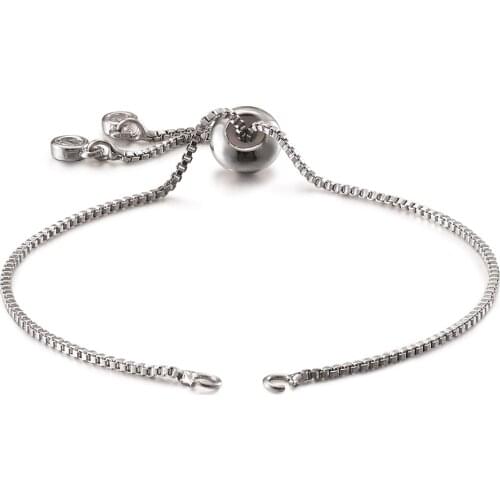 5pcs/lot Brass Cubic Zirconia Adjustable Slider Chain for Jewelry Making Gold/Silver/Platinum Color DIY Bracelet Link Accessorie