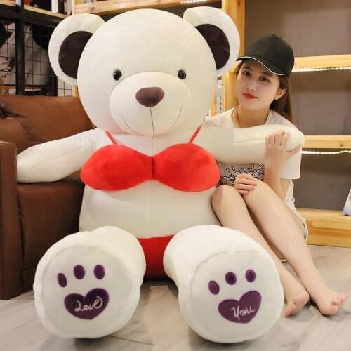 80/100CM Huge Size Lovely Creative Soft Plush Bear With Bikini Otaku Stuffed Toys Home Decor For Boyfriend Gifts