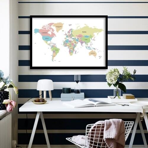 90*60cm The World Map In Spanish Decorative Wall Art Poster Canvas Painting Living Room Home Decoration School Supplies