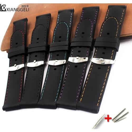 Watch Accessories 24mm Silicone Strap Flat direct interface Buckle For Mens & Womens Outdoor Sports And Other Brand Watches