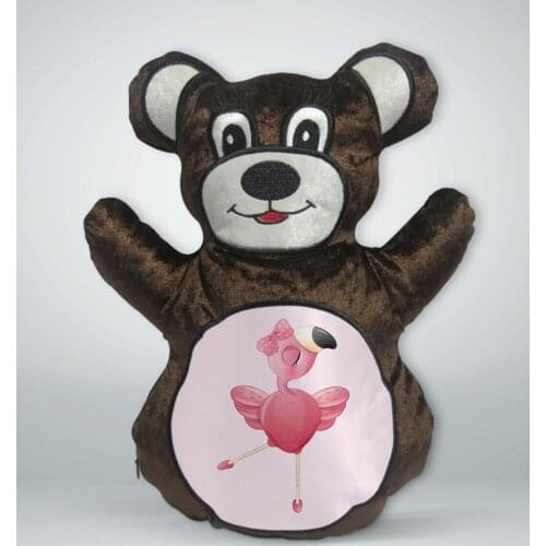 BK Gift Flamingo Design Brown Teddy Bear Yastık-1