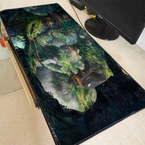 XGZ Fantasy Forest Trees Large Gaming Mouse Pad Lock Edge Mouse Mat Keyboard Mat Table Mat Desk Mat for Notebook Laptop Gamer XL
