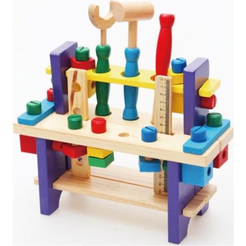 Kids Wooden Workbench Assembly Toys Toddler Multi-function Nut Combination Montessori Educational Toys for Children 3 4 5 Years