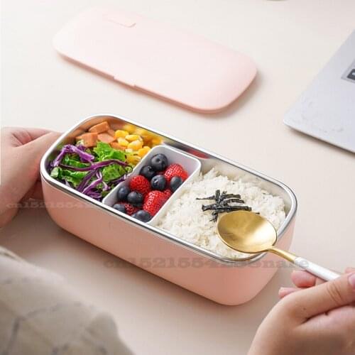 1L Electric Lunch Box Rice Cooker Lunch Heating Box Constant Temperature Heating Food Warmer 316 Stainless Steel 24V US/EU Plug