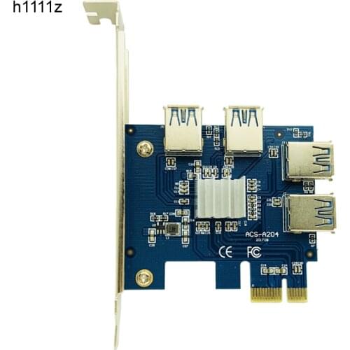 HOT Riser Card PCIE 1 to 4 Multiplier Hub Adapter PCI Express 1x to 16x Slot 4 USB 3.0 Riser For Bitcoin BTC Miner Mining Device