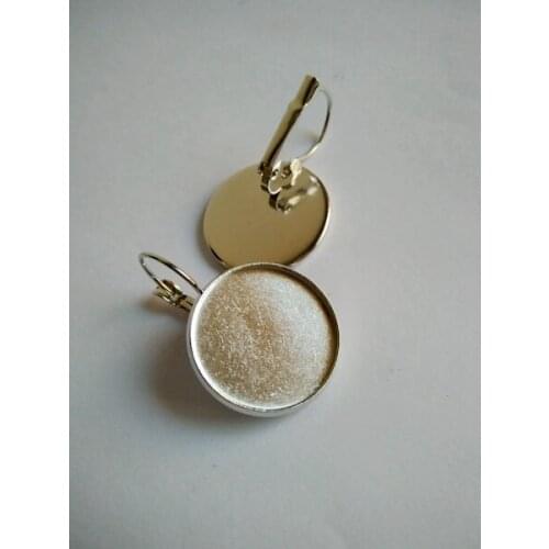 Rodium Plated 20mm Blank Earring Base for Cabochon Cameo Setting DIY Jewelry Making Findings CFS163