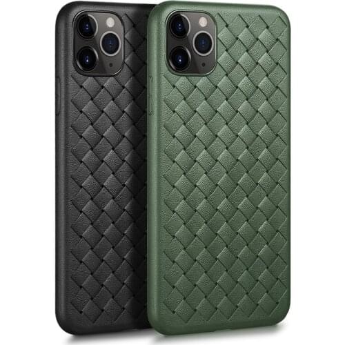 KOLPLER Super Soft Phone Case For iPhone 11 Pro Max Luxury Grid Weaving Cases For iPhone 11 Radiating Cover Silicone Case