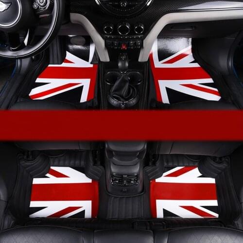 Special Full Covered No Odor Waterproof Carpets Durable Car Floor Mats for Mini Cooper Countryman F60 with Union Jack Union Flag