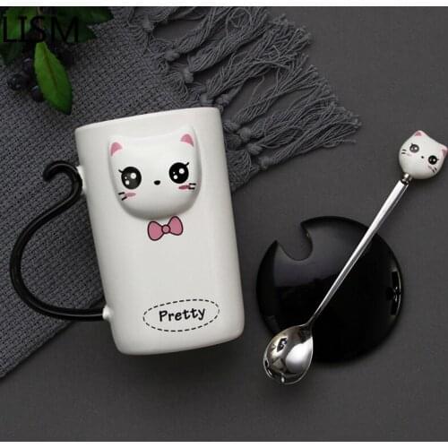 Cute Coffee Mugs and Cups Couple Cups, A Pair of Creative Cute Water Cups, Female Personality Super Cute Ceramic Mugs Tea Cup