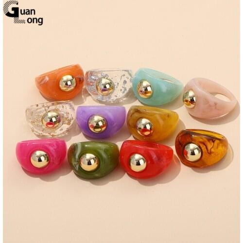 GuanLong Acrylic Fashion Womens Rings Minimalist Big Transparent Punk Finger Ring for Girls Vintage Accessories Designer Female