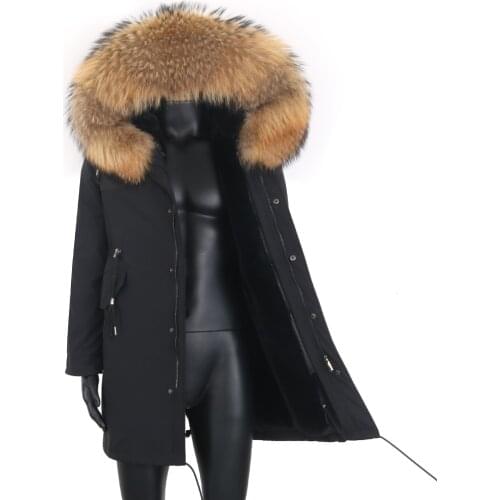 2021 New Winter Jacket Men Casual Coat Wear with Real Raccoon Fox Fur Collar Removable Faux Rabbit Fur Liner Fashion Outerwear