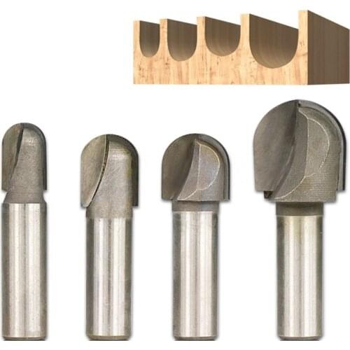 4pcs 1/2 rod radius router bit set long reach corn rounding ball nose bit cove milling cutter core box bit