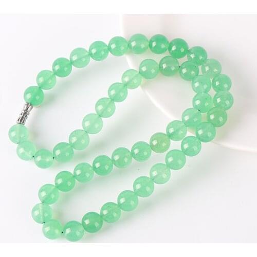 Natural 10MM Jadeite Round Bead Green Necklace Bib Chunky