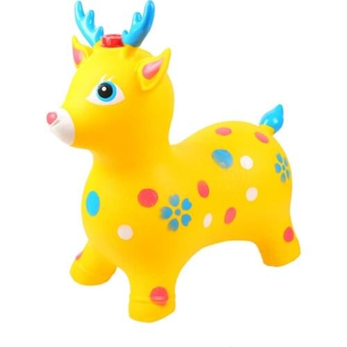 New Boys And Girls Animal Fawn Seat Toys Kid Thickened PVC Inflatable Jumping Fawn Riding Jumping Toys Cute Pet Doll Toys