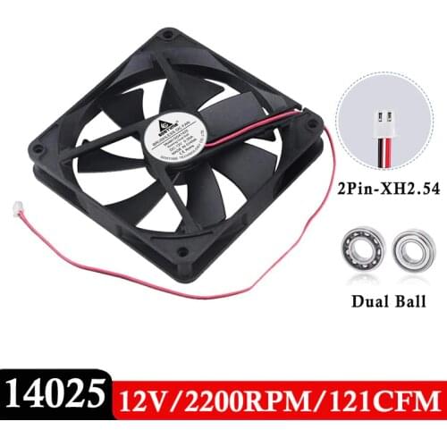 5 PCS Gdstime Large Air Flow 140x140x25mm DC 12V 2Pin 14cm 140mm Ball Bearing Brushless PC CPU Ventilation Cooler Cooling Fan