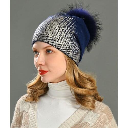 Casual Knitted Beanies Hats Winter Soft Warm Cashmere Hat Women Bronzing Bling Double Layer Thick Plain Beanie Slouchy