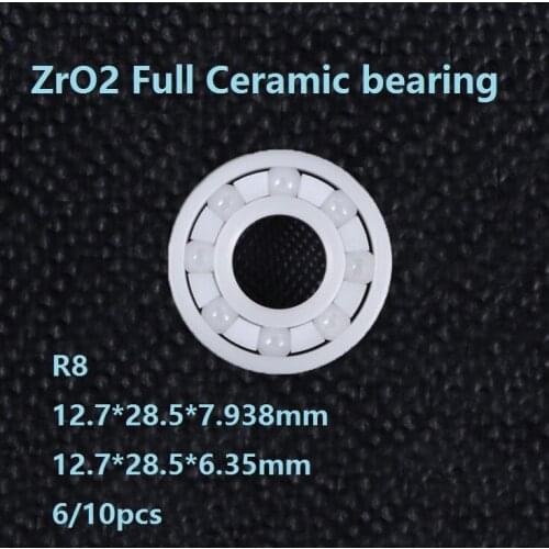 R8 ZrO2 Full Ceramic bearing 12.7*28.5*7.938mm 12.7*28.5*6.35mm Zirconia Ceramic ball bearings