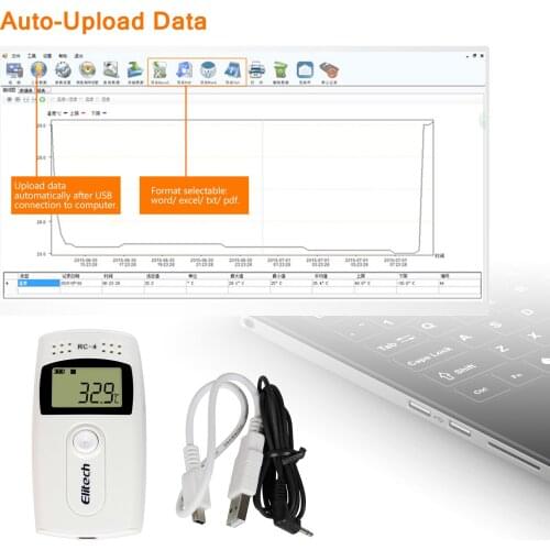 Temperature Data Logger High Accuracy Recorder 16000 Points LCD Display Industrial Data Loggers for Cold Chain Transportation