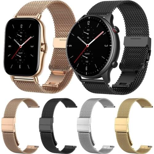 Milanese Metal Mesh Belt Watchband For Amazfit GTR 2/GTS 2 mini 2e Wrist Strap For Xiaomi Amazfit GTR 47MM/Bip S/U Band Bracelet