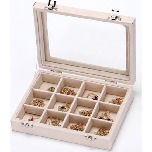 Top Fashion Luxury 12 Grids Jewelry Box Rings Earrings Necklaces Makeup Holder Choker Organizer Women Jewellery Storage Display