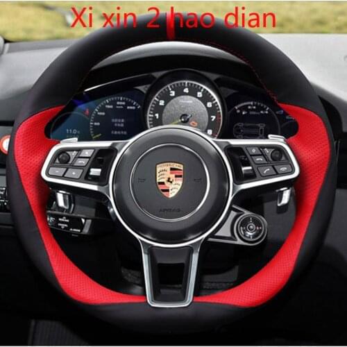 For Porsche macan Cayenne 718 panamera 911 DIY custom leather special steering wheel cover