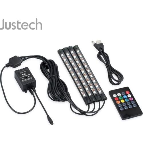 Justech Light Car interior RGB LED Strip tape DRL 5 12 v Music/IR/APP Control Auto Decorative Flexible Kit Fog Lamp neon cord