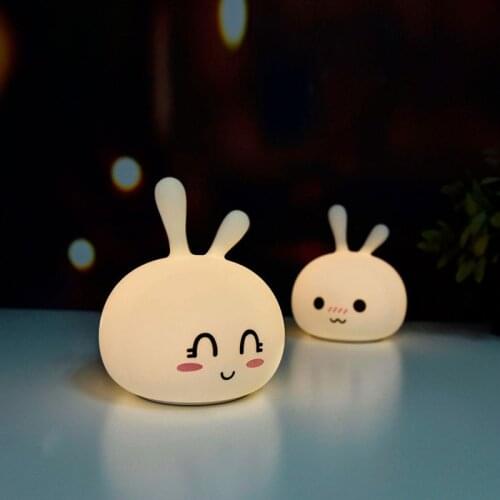 LED Night Light Silicone Touch Sensor Color Light Adjustable Rabbit Table Lamp Light for Room Kid Bedroom Home Light Decoration