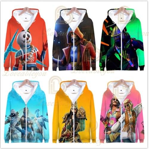 Fortnite Hoody Sweatshirt Harajuku Victory 100-160cm Children Hoodie 3D Hoodies Men Women Streetwear Hip Hop Warm Zipper Hoody