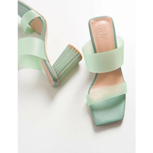 Luxury Shoes for Women Heel Slip On Square Heel Leather Summer Slippers Prom Platform High Stripper Fashion Shoes Turkish Made