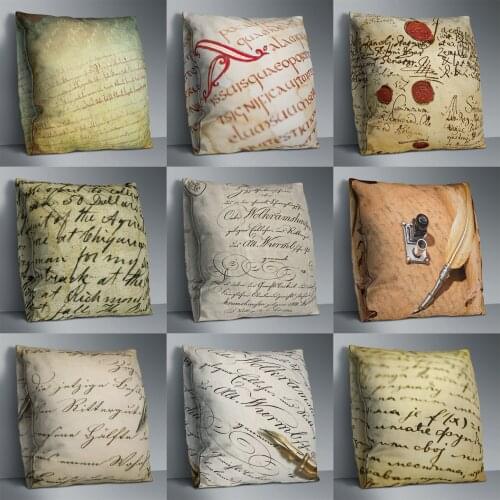 Vintage Letter Double Side Print Cushion Cover Polyester Decorative for Sofa Seat Soft Throw Pillow Case Cover 45x45cm