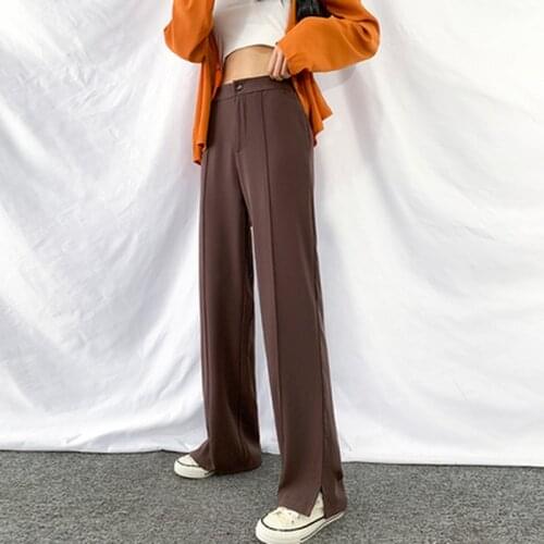 5xL Brown Drape Wide-leg Texture Suit Womens Spring and Autumn 2021 Trousers High Waist Mopping and Thin Pants
