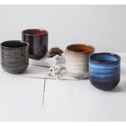 200Ml Japanese Style Teacup Water Cup Ceramic Coffee Mug Restaurant Tableware Kungfu Teacup Round Retro Wine Cups Drinkware