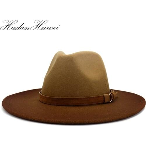 2020 High Quality New Painted Woolen Feodra Hat European American Fashion Flat Brim Fedora Hat Caps