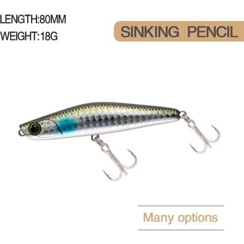 2021 New 80mm 18g Rockfishing Pencil Fishing Lures Wobblers Hard Artificial Bait For Pike Sinking Stickbait Carp Acessories