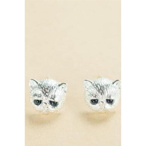 2021 Trend Cute Cat European and American Style 925 Sterling Silver Stud Earrings For Female Piercing Jewelry Accessories SE116