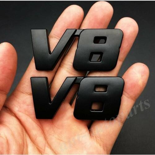 2x Metal Black V8 Vntage Car Trunk Tailgate Rear Emblems Badge Decal Sticker