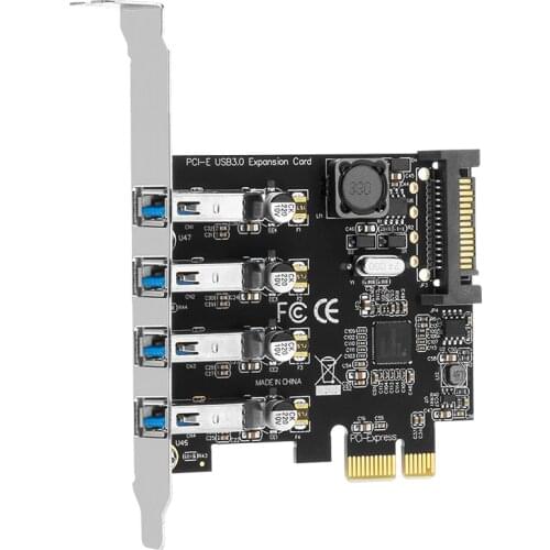 4 port USB3.0 PCI-e Expansion Card SATA 15PIN PCI express PCI-e to USB3.0 hub NEC720201 chipset Desktop computer 2U small case