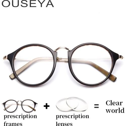 Acetate Prescription Glasses Women Transition Round Frame Oversized Astigmatism Hydrophobic Aspherical Optical eyeglasses #2083