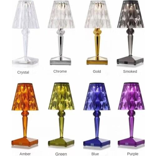 Diamond Crystal Table Lamp Charging Bedside Ambiance Light Touch Dimmer Switch Lamp for Bedroom Three-color Dimming