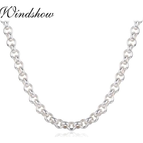 20"-36" Real Pure 925 Sterling Silver Circle Rolo Chains Necklace For Women Girls Men Jewelry Ketting Kolye Colier 50-90cm 5mm