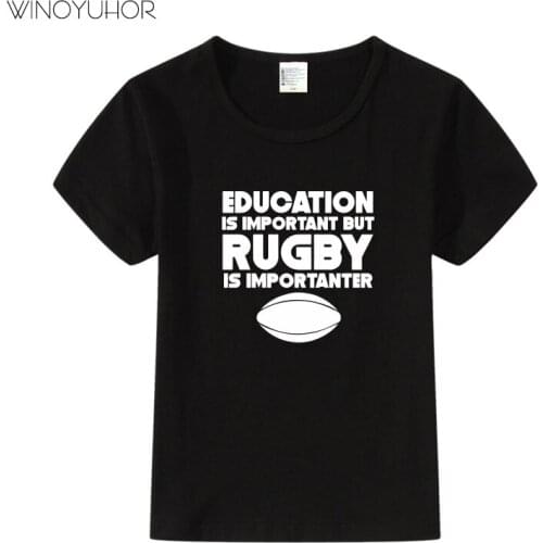Education Is Important But Rugby Is Importanter Funny T Shirt Children Summer Short Sleeve T-shirt Boys Girls Kids Tops