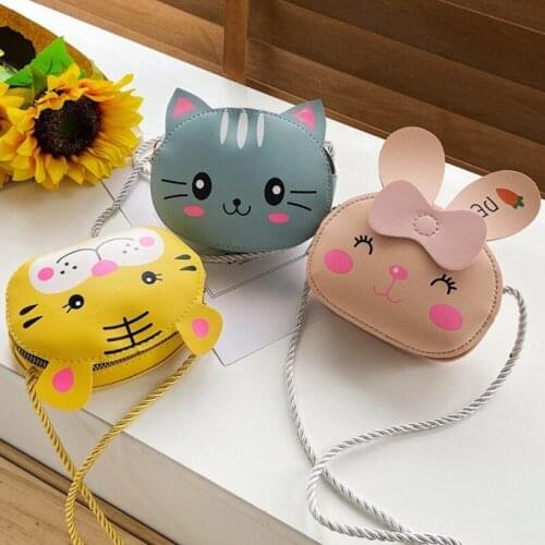 Children Cartoon Animal Shoulder Bag Toddler Purse Kawaii Messengers Bags Kids Handbag Round Zipper Bags Shoulder Bag Cute Shape